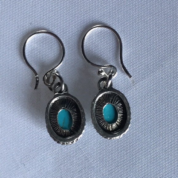 New! Sterling Silver Turquoise Drop Earrings - Picture 6 of 8